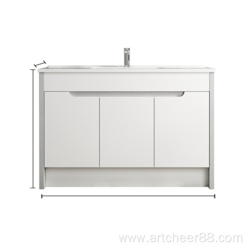 Groove handle vanity cabinet